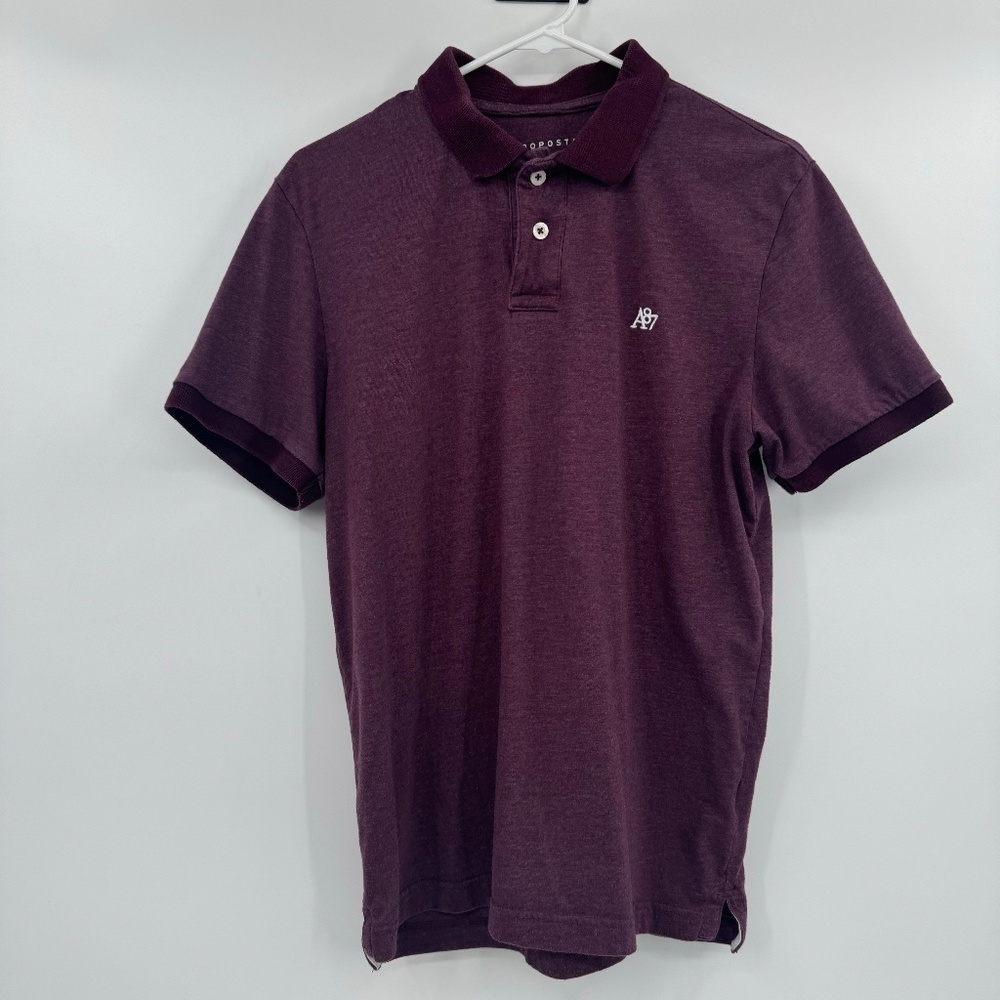 Aeropostale Polo Shirt Men Medium Burgundy Logo Short Sleeve Preppy Casual